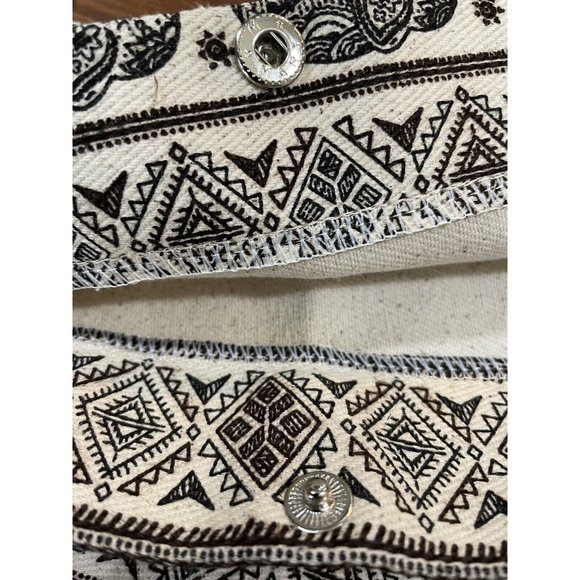 Unbranded Canvas Tote Elephant Pattern Black Off White 17.5" x 15.5" Handmade - Picture 7 of 13